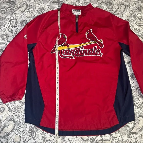 St Louis Cardinals Majestic 1/4 Zip Jacket YOUTH Medium Red MLB Windbreaker